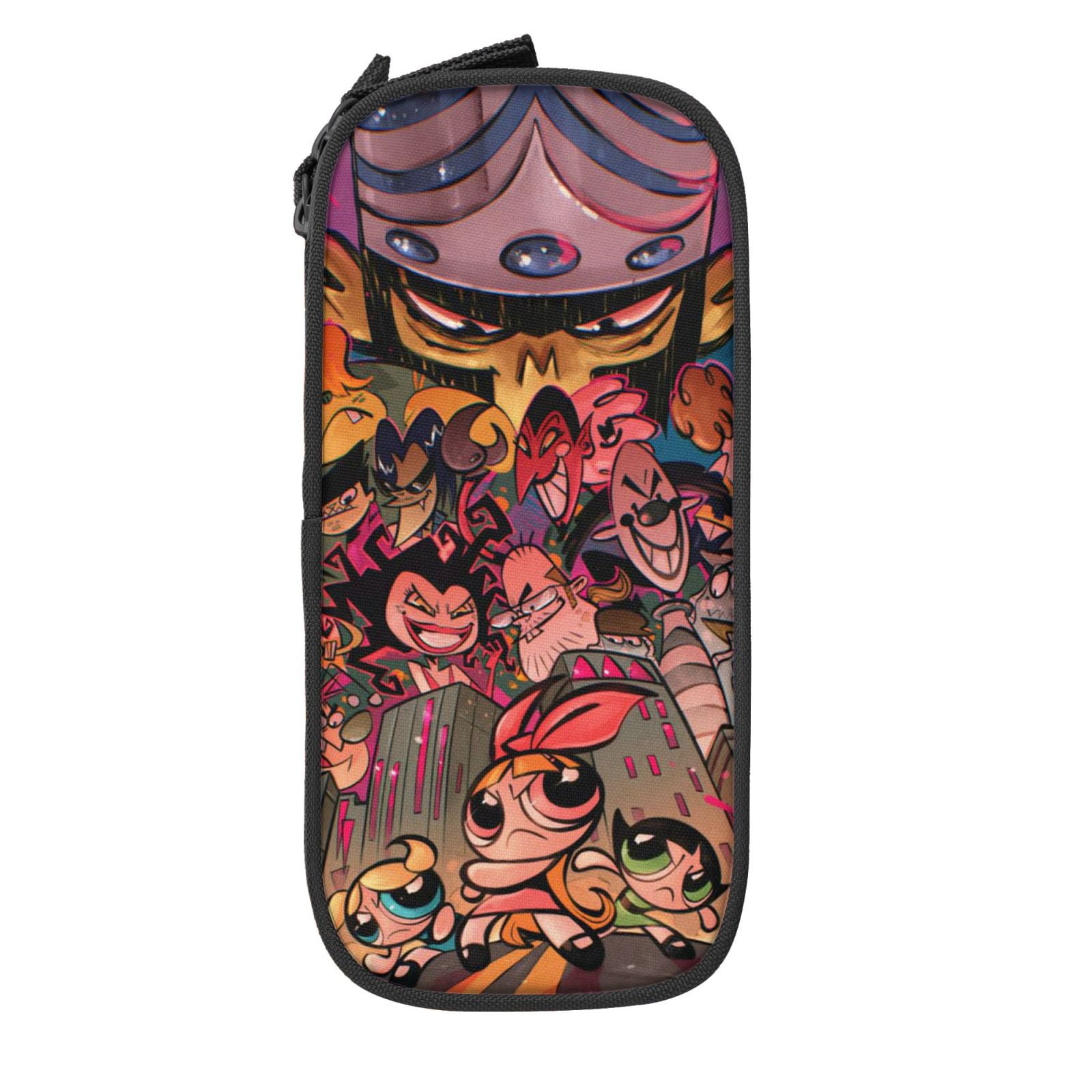 The Powerpuff Gi-rls Pencil Case Large Capacity Pencil Pouch Pen Bag Office Stationery Organizer Travel Makeup Bag Black
