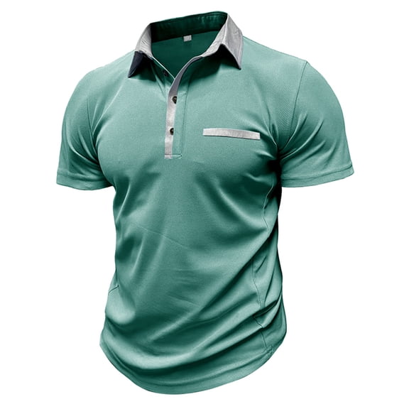 Polo Shirts for Men with Pocket Short Sleeve Collared Golf Shirts Quick Dry Pique Performance Athletic Summer Green XL