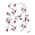 thumbnail image 4 of IROINID en Solde T-shirt à Manches Longues en Polyester pour Femmes Confortable Col Rond Hauts Amples Imprimés T-Shirts Blouse, Blanc, 4 of 5
