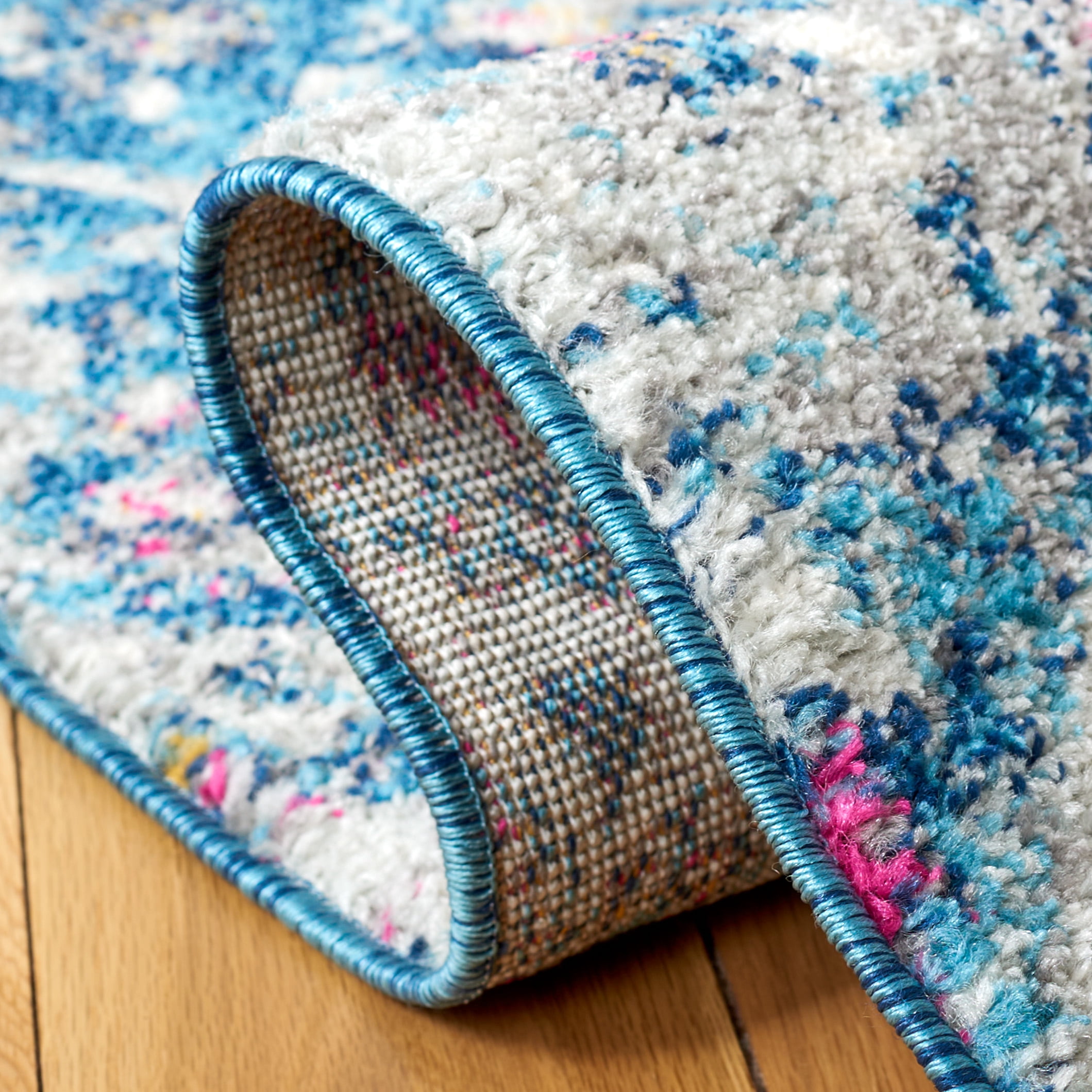 Safavieh Madison Hope Floral Area Rug, Blue/Gray, 3' x 3' Round