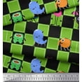 thumbnail image 2 of Soimoi Green Cotton Voile Fabric Check & Monster Cartoon Print Fabric by the Yard 42 Inch Wide, 2 of 3