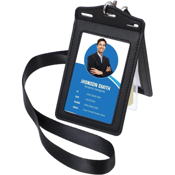 Trifold Badge Holder, Leather Badge Holder with Lanyard with 3 Card Slots Heavy Duty Id Card Holders for Nurse Teacher School Law Enforcement