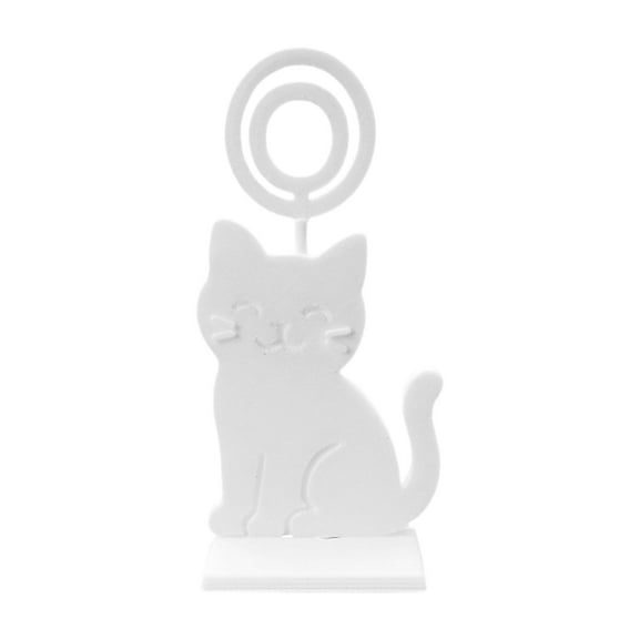 Cat Shaped Photo Clip Stand Place Card Holder Plastic Material Decorative Tabletop Display for Office Party Dining Room