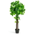 thumbnail image 1 of Gymax 44'' Artificial Crabapple Tree w/ Real Wood Trunk Adjustable Branches Faux Grass, 1 of 10
