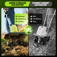 thumbnail image 5 of Saker 22V Cordless Tiller Cultivator with Fixed Handle, 360RPM Electric Garden Tiller with 2*2000mAh Battery, 9-Inch Tilling Width for Gardening Weeding Soil Cultivation, 5 of 8