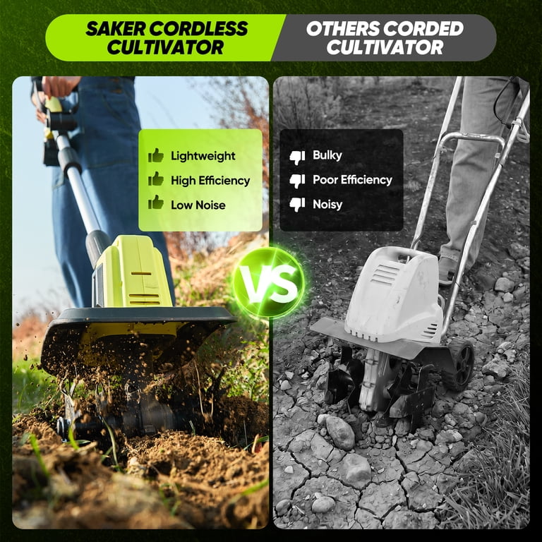 Saker 22V Cordless Tiller Cultivator, 9-Inch Width photo 5