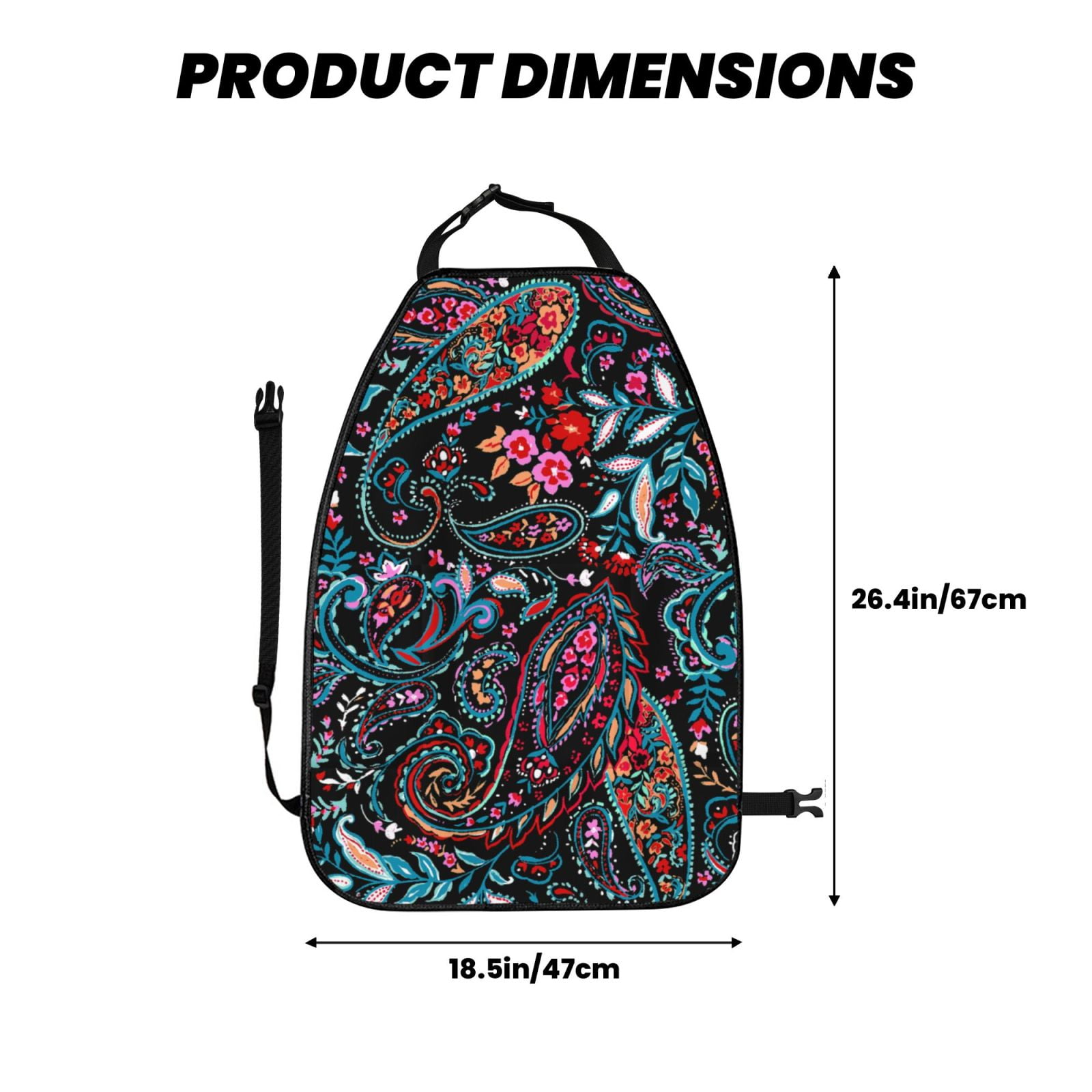 Xecao Paisley Pattern Car Seat Back Protector 2 Pack Large Capacity Pocket, Kick Mats Back Seat Protector