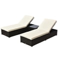 thumbnail image 1 of Outsunny 3pc Chaise Lounge Chair Set w/Side Table Outdoor Patio Synthetic Rattan Wicker Sun Bed Set with Cushion All Weather, 1 of 9
