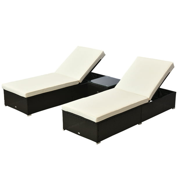 Outsunny 3 Piece Wicker Patio Chaise, Wicker Patio Chaise Lounge