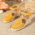 thumbnail image 2 of Rokment Boho Braided Sunflower Espadrilles Wedges Dress Sandals for Women Beach Summer Vacation Casual Crochet Closed Toe Platform High Heels Yellow Size9.5, 2 of 5