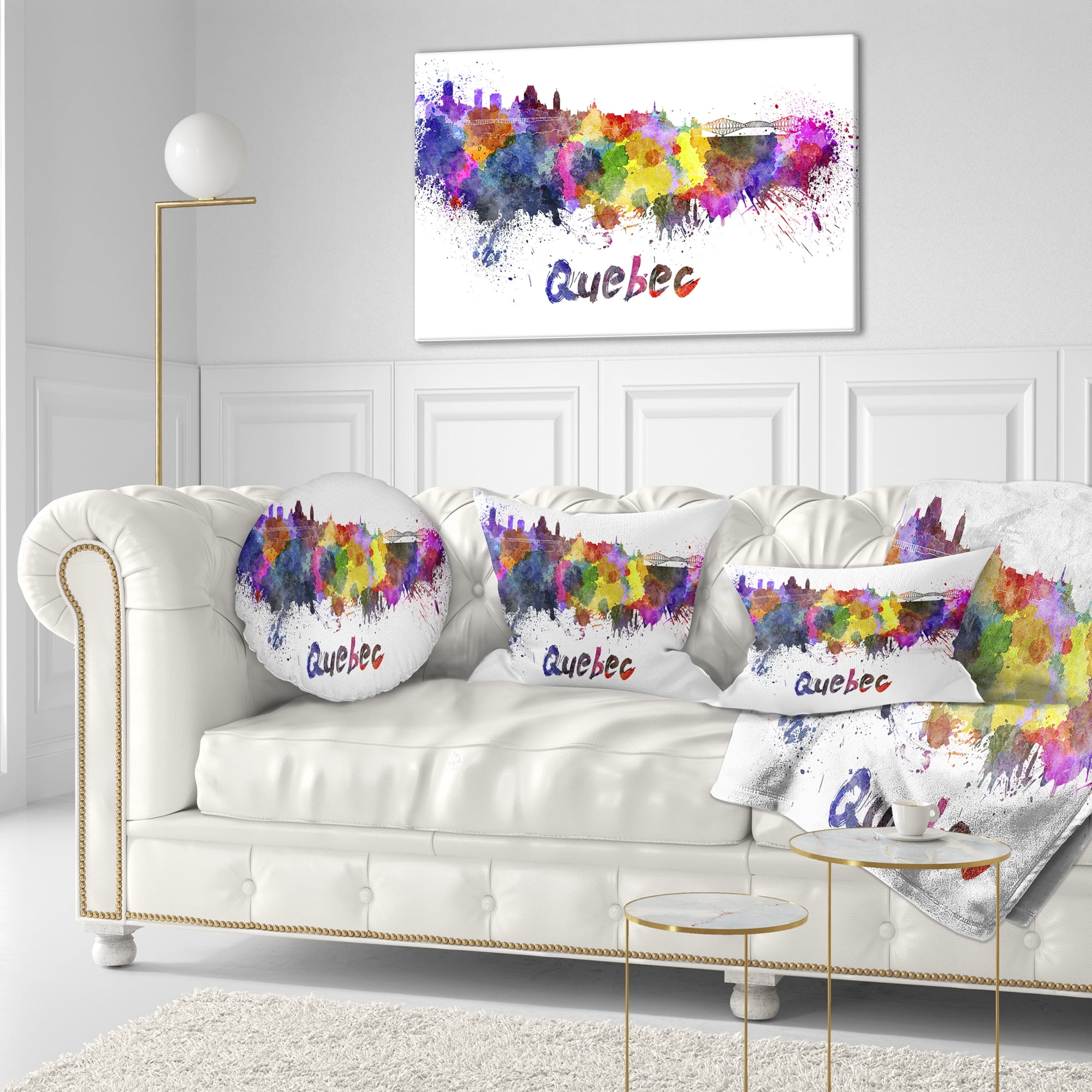 Designart Quebec Skyline - Cityscape Throw Pillow - 12x20