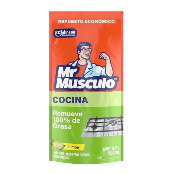 Limpiador Líquido para Cocina Mr. Músculo Desengrasante Limón Repuesto de 500 ml