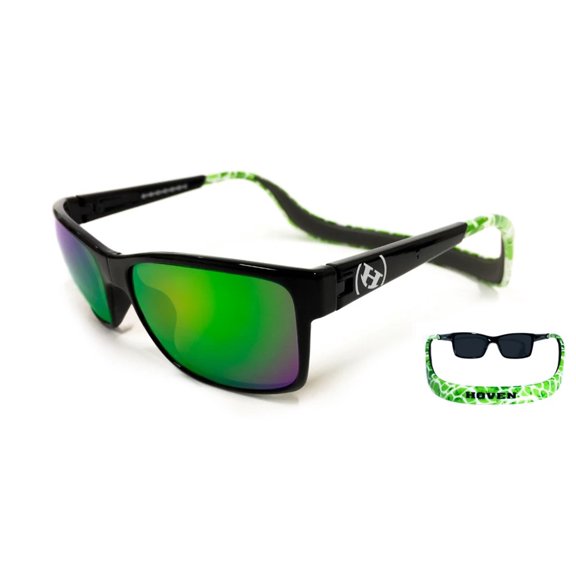 Hoven Monix Black-Greenturtle Gloss-Grey/Green Polarized Sunglasses