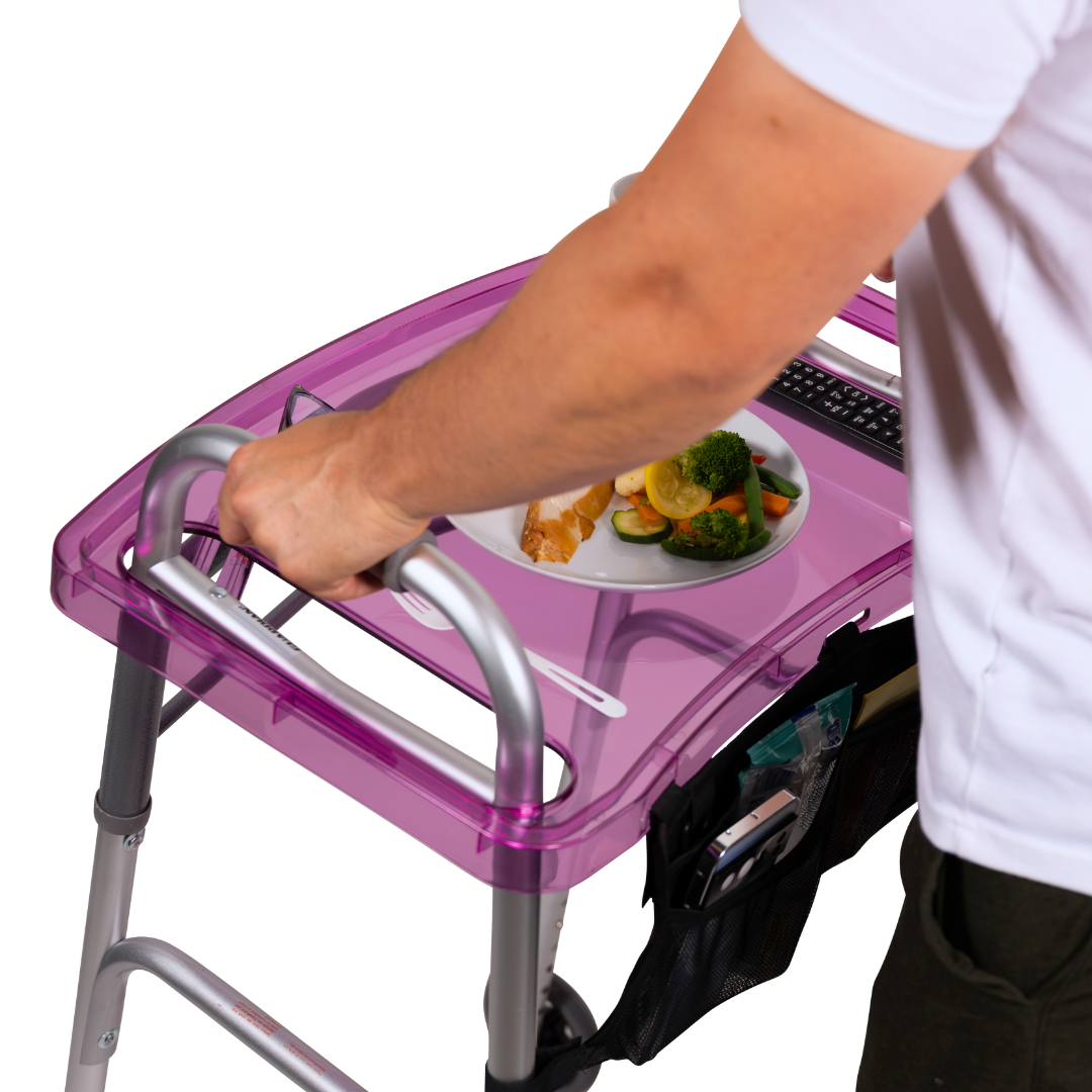StrongArm Clearview Walker Tray – Adjustable Tray for Folding Walkers, Seniors, with Cup Holder, Food Tray, Walker Accessories, Tray Table for Standard Adult Walkers