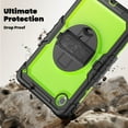 thumbnail image 6 of ELEHOLD Case for Lenovo Tab M11 11inch TB330FU TB330XU,Heavy Duty 3-Layer Protection Case Built-in Screen Protector 360° Rotating Kickstand Handstrap Shoulder Strap Shockproof Cover,Black+Green, 6 of 8