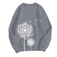 thumbnail image 4 of Fiaer Women's Dandelion Sweatshirt Floral Graphic Shirt Casual Crewneck Tee Loose Long Sleeve Pullover Tops Grey M, 4 of 4