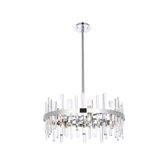 Serena 25 inch crystal round pendant in chrome