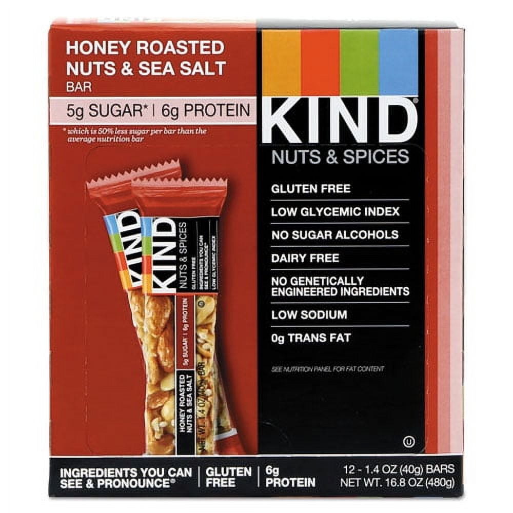 Nuts And Spices Bar, Honey Roasted Nuts/sea Salt, 1.4 Oz Bar, 12/box | Bundle of 2 Boxes