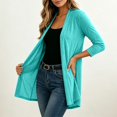 thumbnail image 4 of VISALY Women Open Front Cardigan 3/4 Sleeve Lightweight Mid Length Loose Fit Casual Shawl Cover Up Coat Solid Layering Outerwear Lightweight Open Front Cardigan Travel Beach Outfits Sky Blue Xxl, 4 of 8