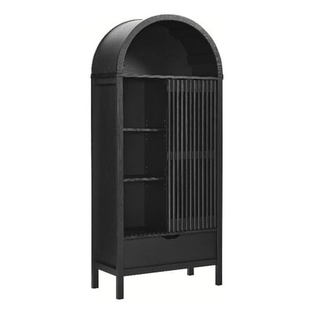 Pemberly Row Modern / Contemporary Storage Display Cabinet in Black