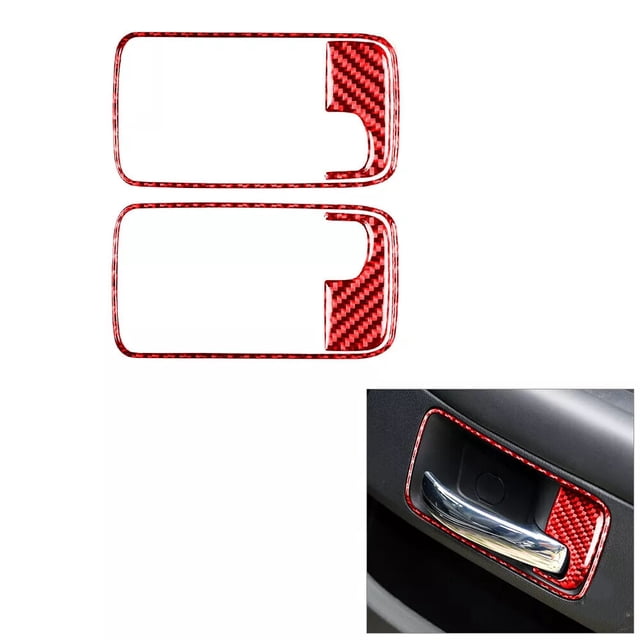 Real Bright Soft Car Interior Carbon Fiber Sticker Decoration4Pcs Red Carbon Fiber Interior Door Handle Cover For Dodge ChallengerAuto Car Protection Interior Accessories