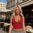 thumbnail image 4 of IDOCLOTHES Deep V Neck Ruched Cropped Tank Tops for Women Summer Casual Slim Fit Sleeveless Going Out Crop Camisole Shirts Red M, 4 of 8