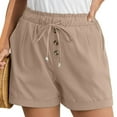 thumbnail image 2 of Up to 50% off purcolt Women's Linen Pull-On Shorts, Summer Casual Comfy Drawstring Elastic Waist Lounge Shorts with Pockets, Sizes S-XXL, 2 of 7