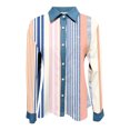 thumbnail image 2 of TaTaai Women Fashion Casual Waffle Knit Button Denim Lapel All Over Print Loose Long Sleeve Top for Daily Street Office Wear Gift, 2 of 5
