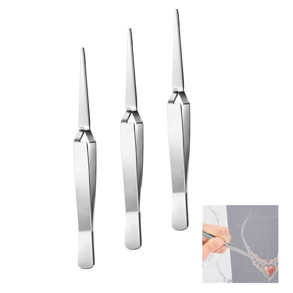 3 Pieces Reverse Tweezers for Crafting Cross Locking Electronics Tweezers Reverse Action Forceps Tension Stainless Steel Craft Jewelry Electronics