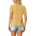 thumbnail image 3 of MODA NOVA Juniors Ruffle Puff Short Sleeve Floral Print Button Front Closure Tops, 3 of 5