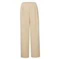thumbnail image 3 of KALE Wide Leg Pants Woman Baggy Women Summer Casual Trousers High Waist Plain Palazzo Straight Cut Women's Pants Beige, 3 of 5