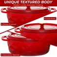 thumbnail image 6 of Ktaxon 7.5QT Enameled Cast Iron Dutch Oven with Upgraded Textured Handles, Oval Geometric Design, Oven Safe to 500°F, Cherry Red, 6 of 13