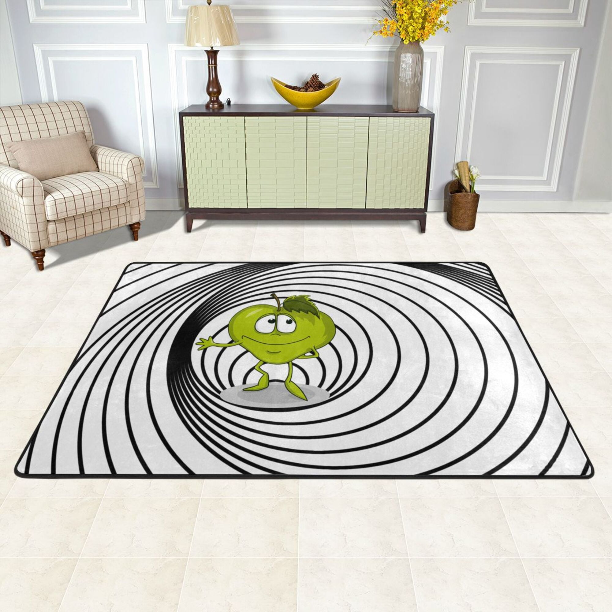 XMXY Smiling Cartoon Apple Area Rugs Doormat Outdoor Entrance