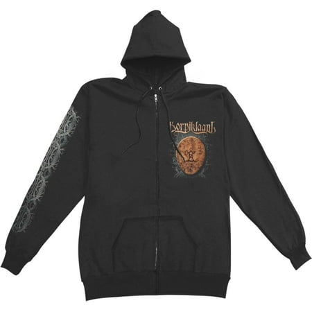 Drum Sweatshirt - Korpiklaani Men's Shaman Drum Zippered Hooded Sweatshirt Black