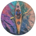 thumbnail image 3 of Colorful Kayaks Glide Across The Lake Soft Bedroom Round Area Rug, Washable Cute Nursery Circle Throw Mat, Non-Slip Contemporary Small Low Pile Floor Carpet for Dorm Bedside, 3 of 6