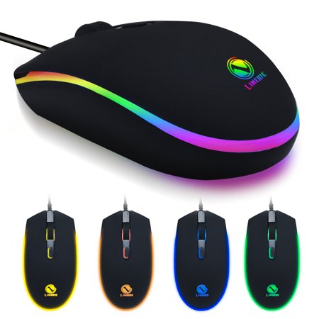 Gaming Mouse with 800, 1200, 1600, DPI 2400 Adjustable, EEEkit Ergonomic USB Computer Mouse, RGB Gamer Desktop Laptop PC Gaming Mouse