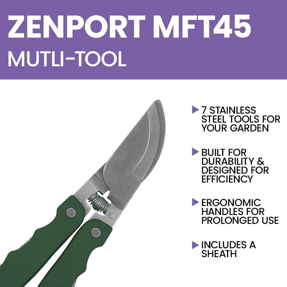 Zenport MFT45 7-in-1 Gardening Multi-Tool Pruner with Carrying Case, Green - 10 Pack