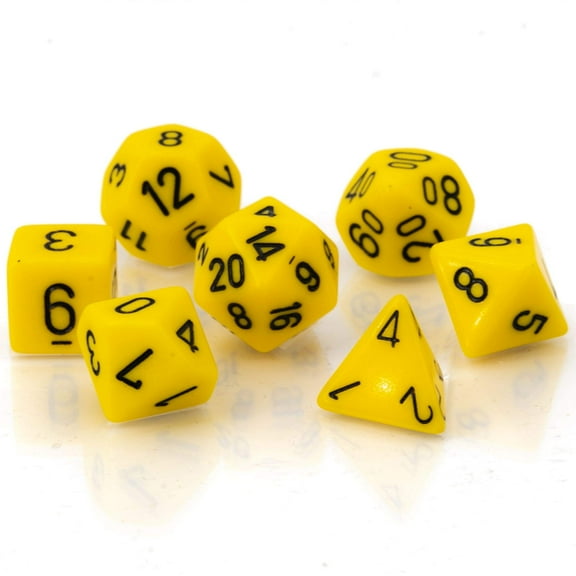 Chessex CHX25402 Dice - Opaque: 7Pc Yellow/Black