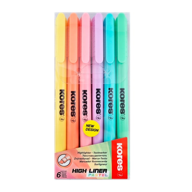 High Liner Pastel Resaltadores Punta KoresFina Set 6 Colores