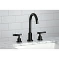 thumbnail image 2 of Kingston Brass FSC8920CML Manhattan Two-Handle 3-Hole Deck Mount Widespread Bathroom Faucet with Brass Pop-Up in Matte Black, 2 of 8