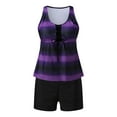 thumbnail image 6 of Baqcunre Plus Size Swimsuit for Women, Womens Athletic Two Piece Swimsuits Bathing Suits Swimming Wear Sports Top with Capris, Swim Suits for Women 2024, One Piece Swimsuit Women Purple M, 6 of 8