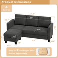 thumbnail image 2 of Convertible Sectional Sofa Couch, 3 Seat L-Shaped Sofa with Linen Fabric, Movable Ottoman Small Couch for Small apartments, Living Room and Office (Dark Gray), 2 of 8