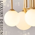 thumbnail image 4 of Gold Sputnik Chandelier,6 Lights Large Modern Chandelier L40”Mid Century Long Ceiling Pendant Light Fixtures for Dining Room with Milk Glass Globe Shades for High Ceiling Foyer Living Room, 4 of 7