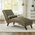 thumbnail image 2 of CQSXDA Chaise Lounge Chair with Bolster Pillow in Tech Fabric - Mid-Century Modern Curved Lounger for Living Room and Bedroom Use, Olive Green, 2 of 6