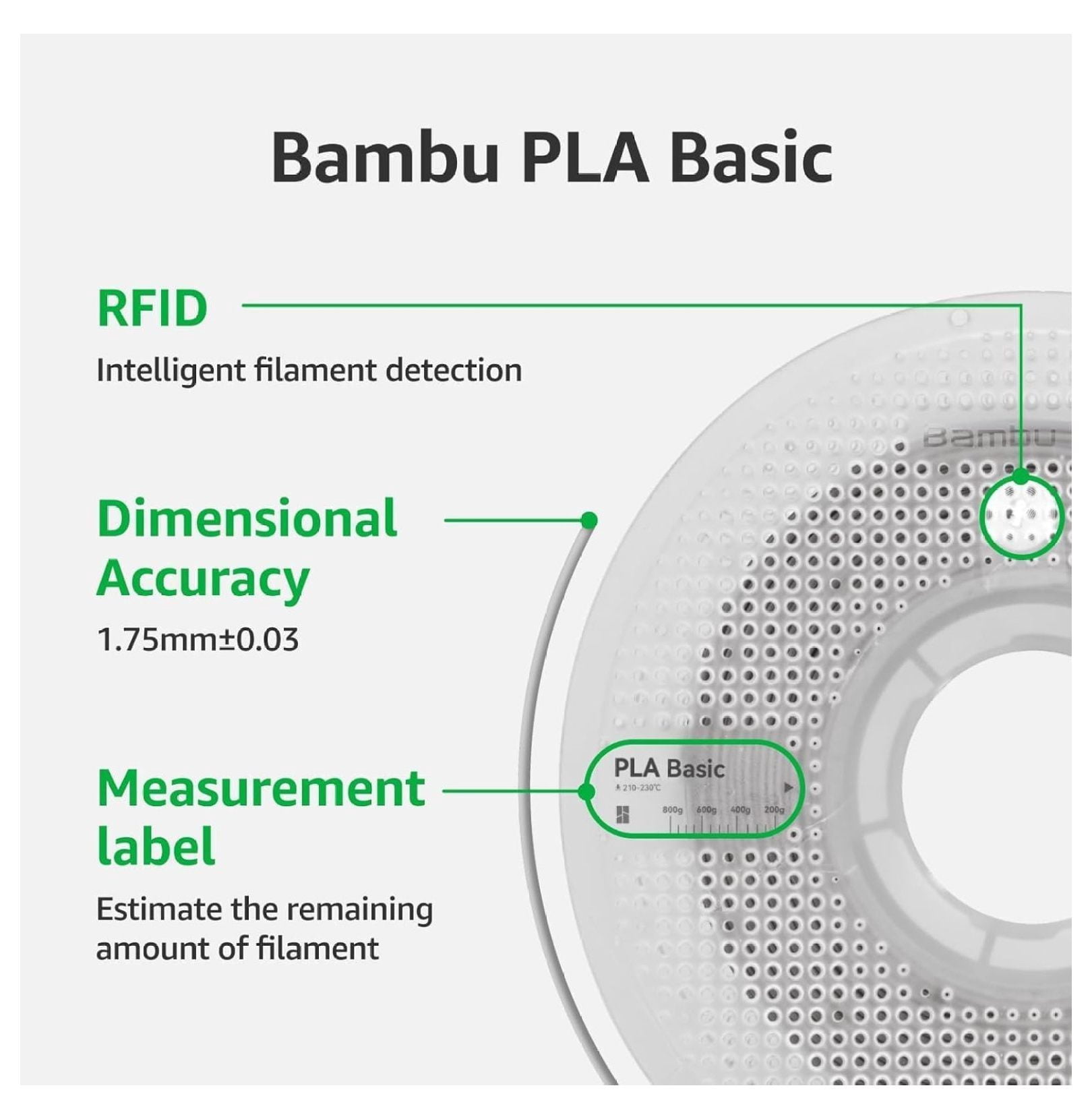 Bambu Lab PLA Filament Matte 3D Printer Filament 1.75mm PLA 1kg High Tenacity Eco Friendly - Yellow (10402) - Spool