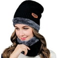thumbnail image 2 of GRNSHTS Unisex Winter Beanie Hats Scarf Set Warm Knit Hat Thick Fleece Lined Slouchy Cap Neck Warmer for Men Women (Black), 2 of 9