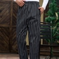 thumbnail image 3 of Chef pantalones hombres con bolsillos elásticos de la cintura holggy cocinero pantalón camarero uniforme agradable ropa para el restaurante Hotel cafetería cocina 3xl negro blanco rayas Advancent  HA012102-14, 3 of 7
