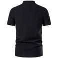 thumbnail image 4 of HAOMEILI Men's Cotton Linen Lace-Up V-Neck Short Sleeve Shirt, 4 of 5