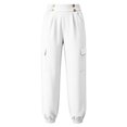 thumbnail image 3 of Khunlpohl Cargo Pant for Womens Button Elastic High Waist Casual Joggers Pants Hiking Athletic Trousers with Multiple Pockets, 3 of 8