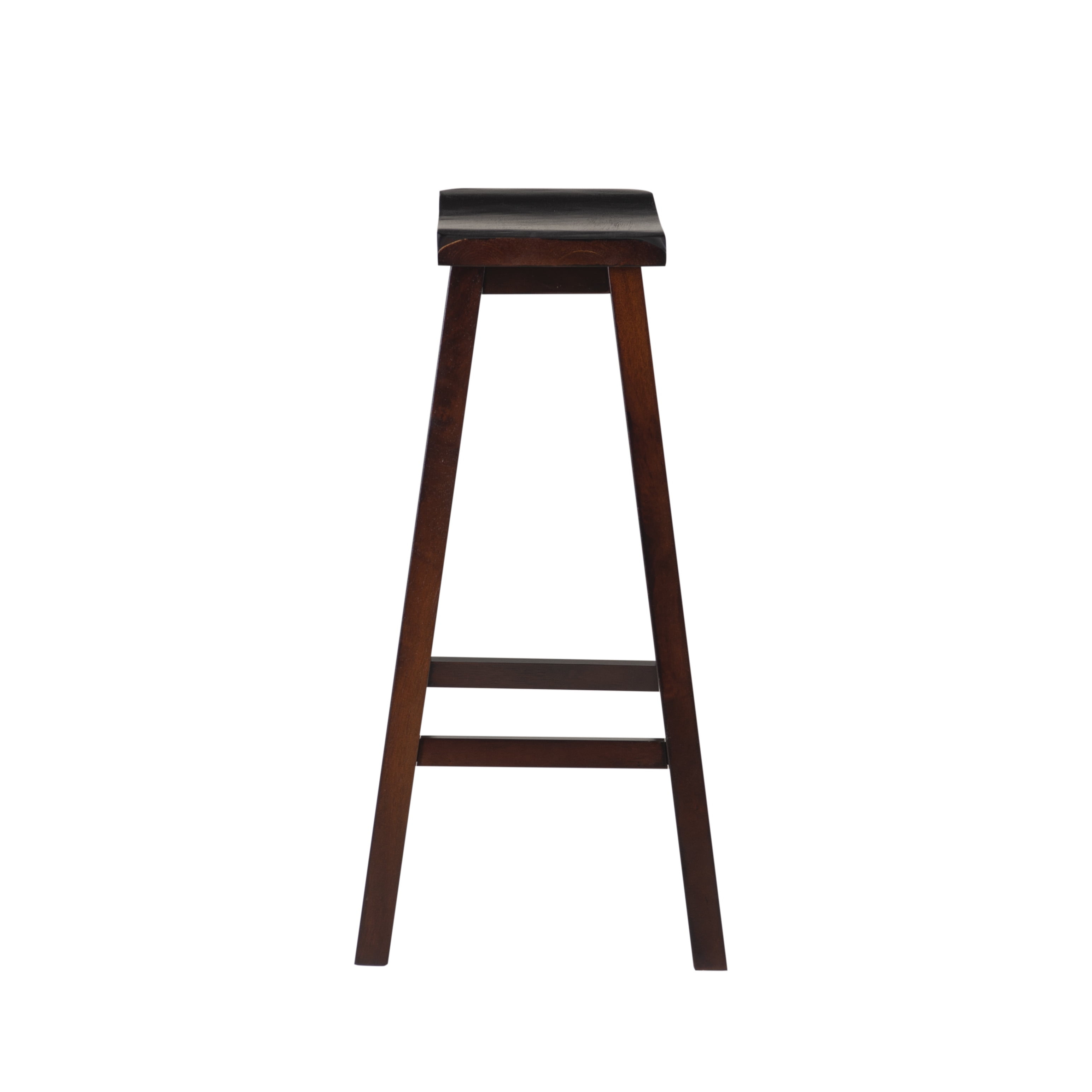 Linon Rickard Backless 30" Saddle Seat Bar Stool, Dark Brown Finish